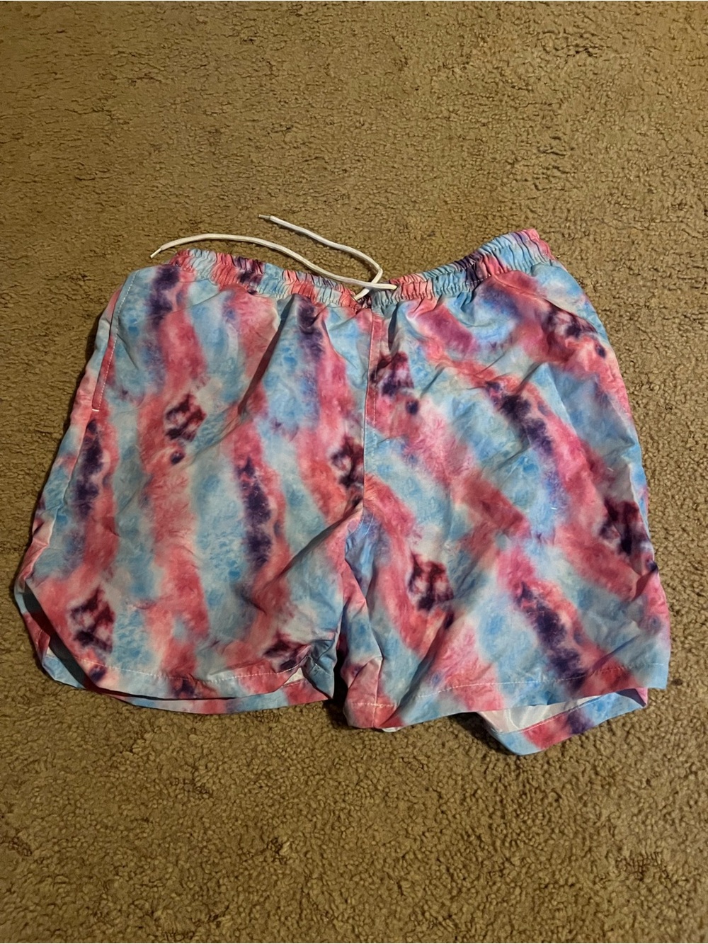 Tie-Dye Men Drawstring Shorts - Pink & Blue
